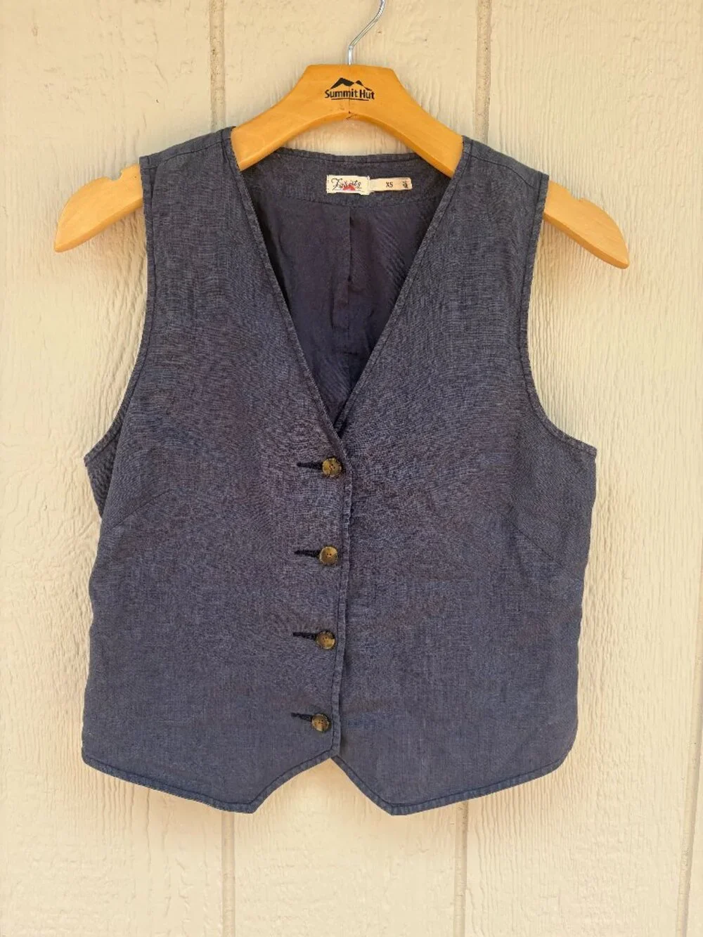 Faherty Monterey Linen Vest Women's XS Blue Summer Lightweight Minimalist Beach - Picture 2 of 10